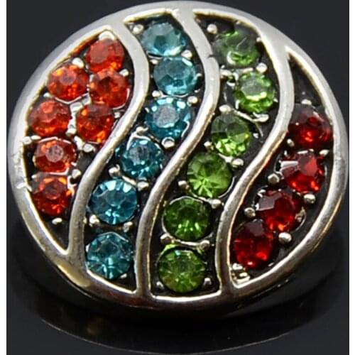 Colorful Rainbow Style Rhinestone Metal Snap Button For DIY Jewelry Making