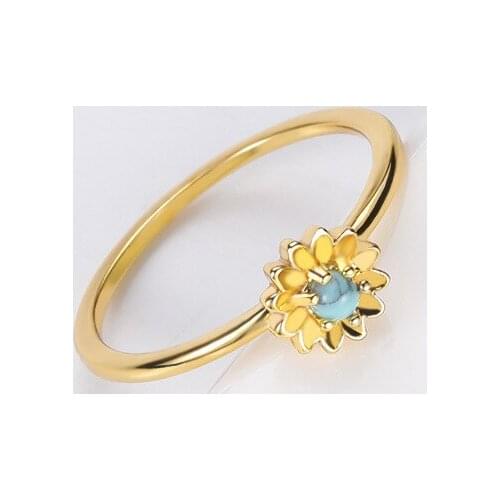 Boho Jewelry Sunflower Rings For Women Dainty Opal Gold Ring Best Friend Gifts Femmes Finger Accessories Anillos Mujer 2021