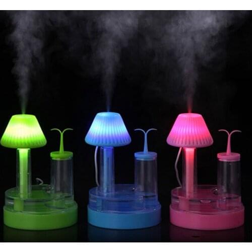 Green Bud Light USB Air Humidifier for Home Car Ultrasonic Mini Aroma Diffuser Air Purifier with LED Lights Humidificador
