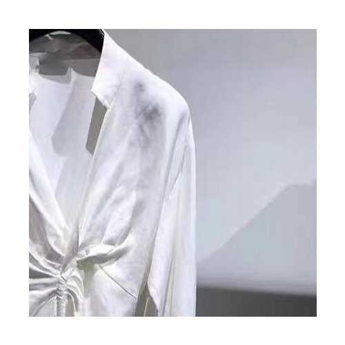 2021 Summer Womens Mini Dress Long Sleeve V-neck Wrap Buckle Waist Shirring Robes Female Knee-Length Dresses