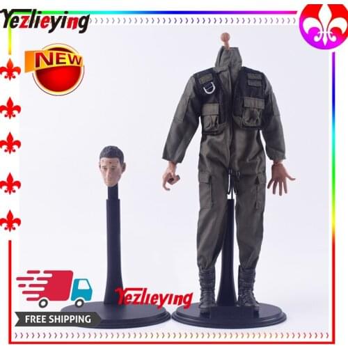 1/6 Scale Male Head Sculpture Carving Royce Battle Pilot Coverall Jumpsuit COOMODEL 1/6 12"Muscle Body BD004 Falcon combat boots