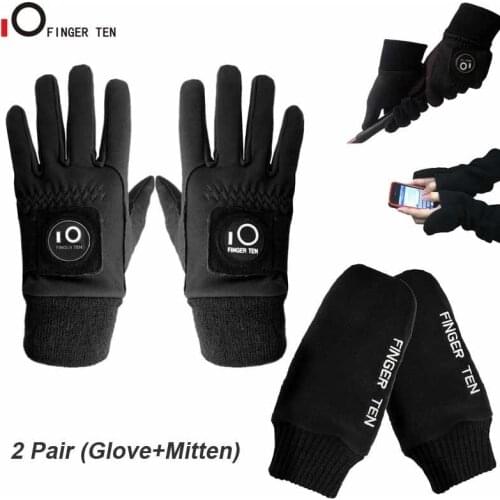 2 Pair Cold Weather Windproof Winter Golf Gloves and Mitten Value Set Touchscreen Comfortable for Men Women Golfer