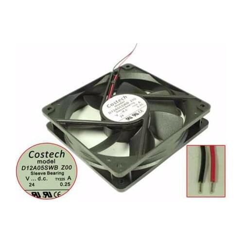 Costech D12A05SWB DC 24V 0.25A 120x120x25mm 2-Wire Server Cooling Fan