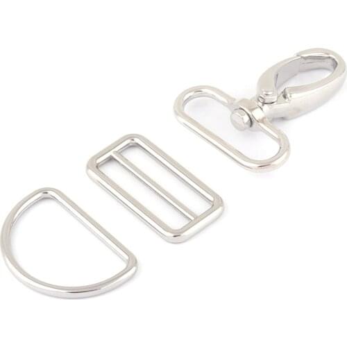 38mm Silver Metal Swivel Claw Clasps, D Ring Strap Slide Buckle Dog Collar Hardware Purse Adjuster Backpack Buckles Webbing DIY