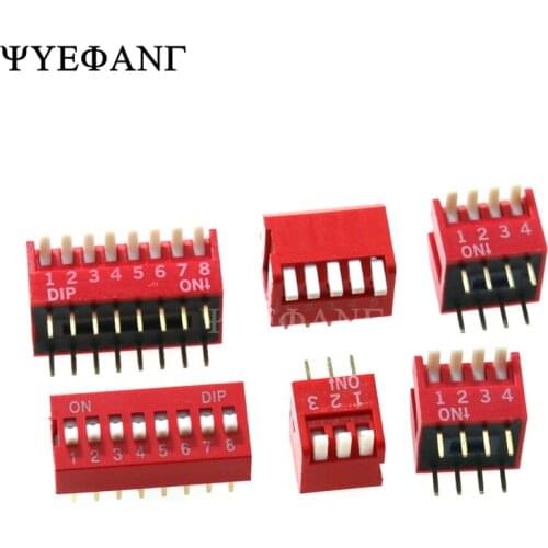 5pcs/lot Slide Type Lateral Switch Module 2 3 4 5 6 8 Bit 2.54mm Position Way DIP Red Pitch Toggle Switch Red Snap Switch