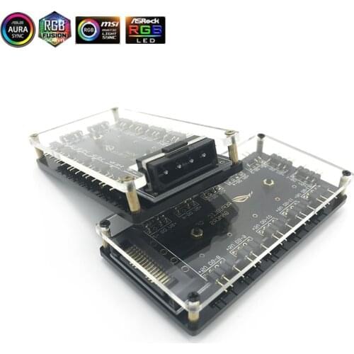 ASUS AURA SYNC 5V 3-pin RGB Hub Interface Splitter 3Pin Motherboard Fan With Power Supply Port Molex 4P or SATA