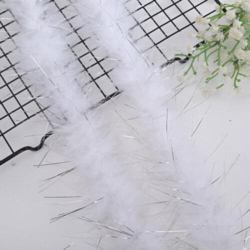 White Trend Turkey Feather Faux Fur Strips Cloth Coat Accessory DIY Grass Collar Hat Dress Strip Garment edge piping Materials