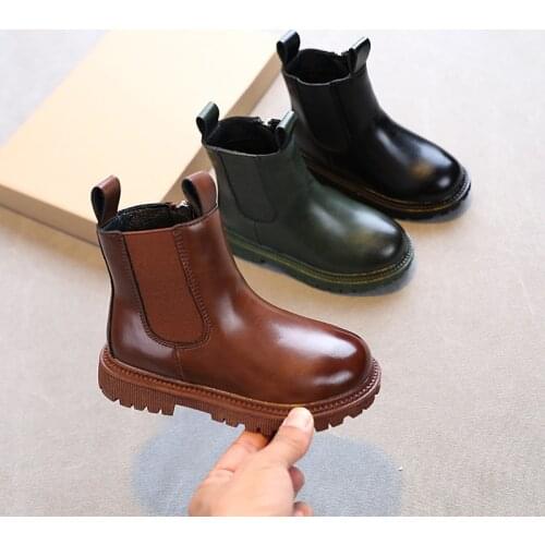 Children Boots 2021 Autumn Kids Casual Ankle High Top Chelsea Boots For Little Girls Waterproof Thick Colored Sole Platform