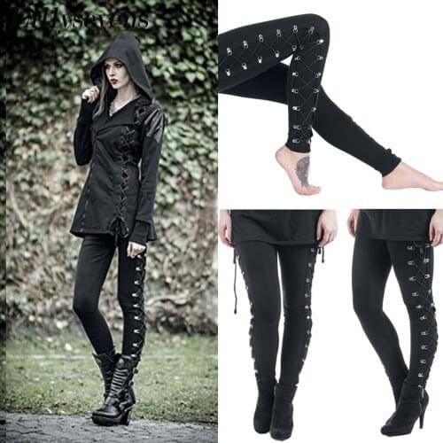 Pencil High Waist Pants Gothic Black Trousers Women 2020 Gothic Bandage Skinny Fashion Thin Casual Slim Stretch Punk Streetwear