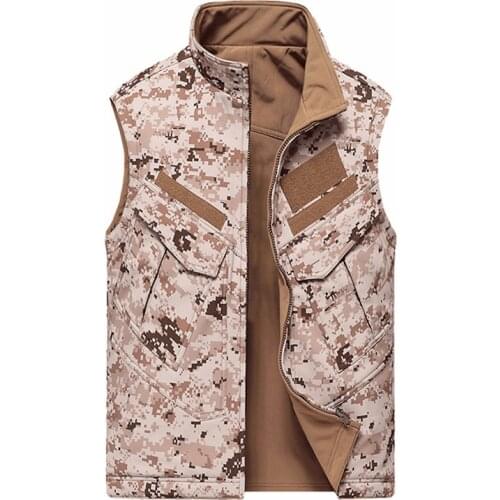 Camouflage Reversible Vest Sleeveless Jacket Coat Outdoor Hunting Fishing Sports Double Face Soft Shell Tactical Waistcoat Tops