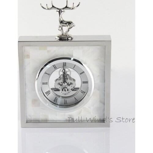 Exquisite fashion silver elk Household table clock Creative animal deer business office clocks