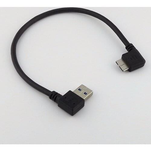 1pc USB 3.0 Right Angled A Male to Micro Left Angled B Male Data Adapter Cable 27cm