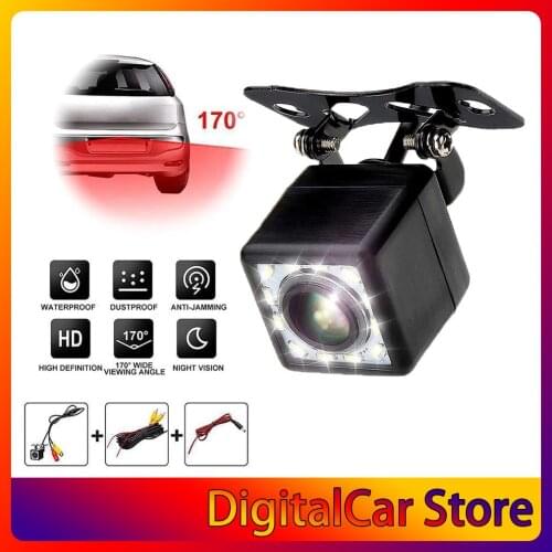 12 Lights Plug-In Square Reversing Camera Car Night Vision Waterproof Reversing Image Rear View Wide-Angle Reversing Camera