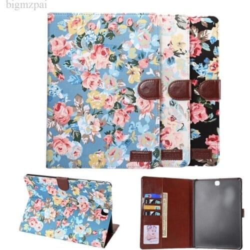 Flower 3D Print Leather Case for Samsung Galaxy Tab A 9.7 T550 T555 Tablet Standing Case with Card Slot For Galaxy Tab A SM-T550