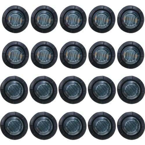 Mayitr 20pcs 3/4" Round Red/Amber Led Light Waterproof Auto Interior Exterior Lights Side Marker Lamp for Car Truck/Boat Trailer