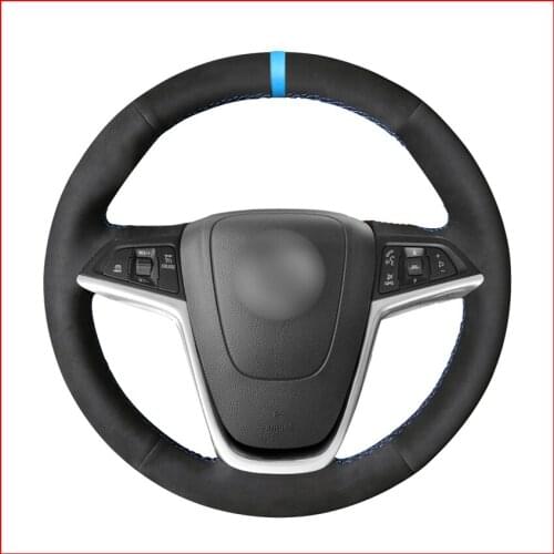 MEWANT Black Suede Leather Steering Wheel Cover for Opel Astra (J) 2010-2015 Ampera 2012-2015 Meriva (B) 2010-2017 Zafira Tourer