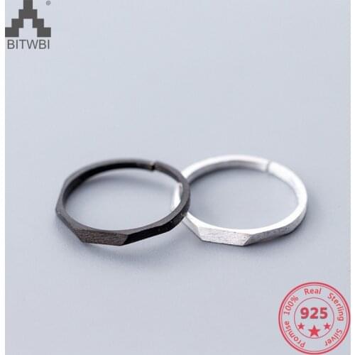 Hot S925 Sterling Silver Fashion Simple Geometric Adjustable Scrub Rings Jewelry for Men Women