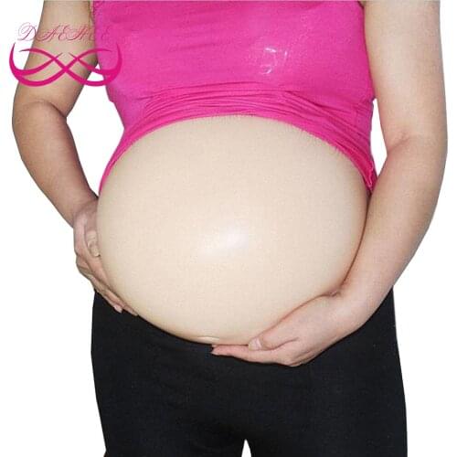 Skin Color 5000g Twins Soft Silicone Fake Pregnancy Belly Bump Tummy with Strap Backside Self-Adhesive For Men Women Actor