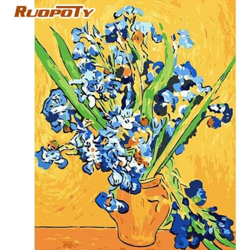 RUOPOTY Frame Iris DIY Painting By Numbers Famous Picture By Numbers For Adults Flowers Wall Art Decors Handpainted Diy Gift