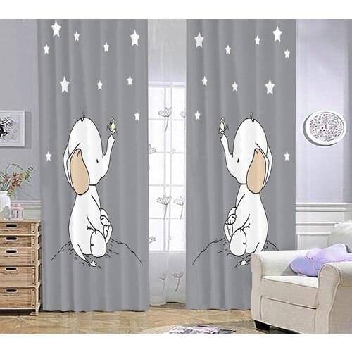 Bebişim Carpet Cute Elephant Bİ57 Children 'S Room Backdrop Curtain 140x200 cm
