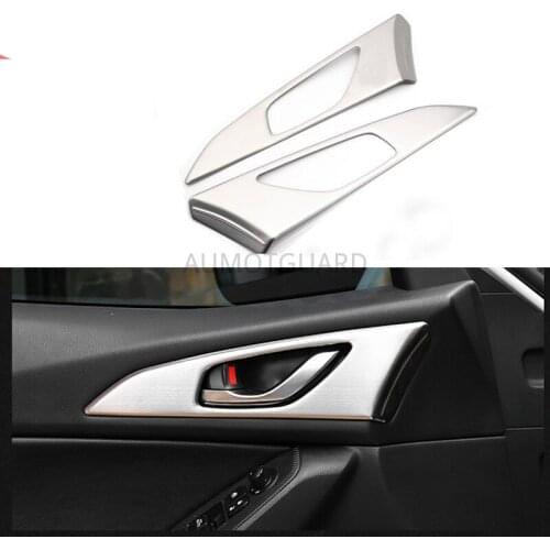 Stainless Inner Door Handle Frame Trim Cover Interior Decoration Trim Sticker For Mazda 3 Axela M3 2014 2015 2016