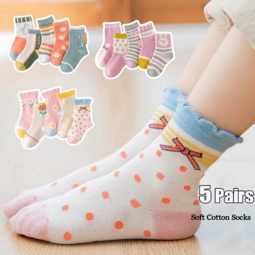 Soft Cotton Kids Socks 5 Pairs/lot Autumn Winter Baby Girls Socks Cute Cartoon Boy Socks Fashion Sport Children Socks 1-12Yrs