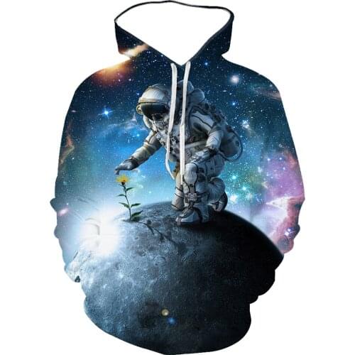 The 2021 New Round Neck Long-Sleeved Autumn And Winter Sports Hoodie With Various Astronaut Patterns Printed With 3d Printing