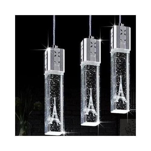 New Modern 3 Head LED Lights Bubble Crystal Column Pendant Lamp Light Lighting