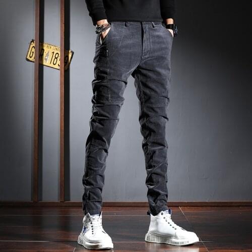Corduroy Mens Pants 2021 New Fashion Cotton Stretch Slim Fit Trousers