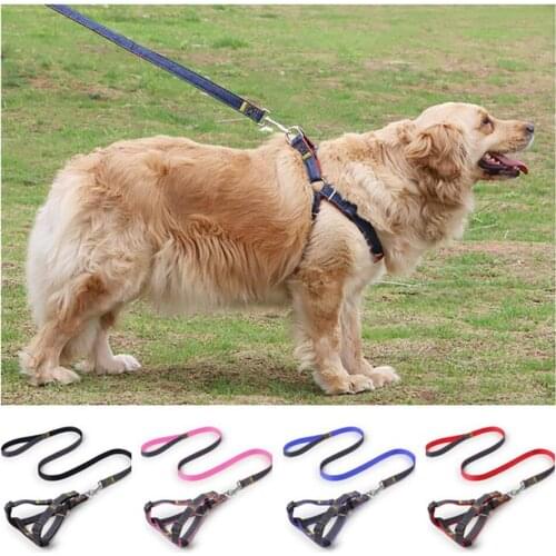 Pet Dog Collar Leash Harness Adjustable Denim Durable Leashs Set Pet Harnesses Wear-resistant Leash Dog Collar Dogs Accessories