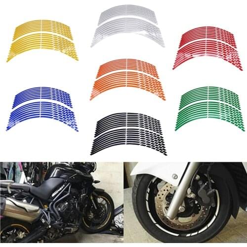 17"18"19"/16pcs Strips Motorcycle Car Wheel Tire Stickers Reflective Rim Tape Motorbike Auto Decals For Yamaha Suzuki Honda