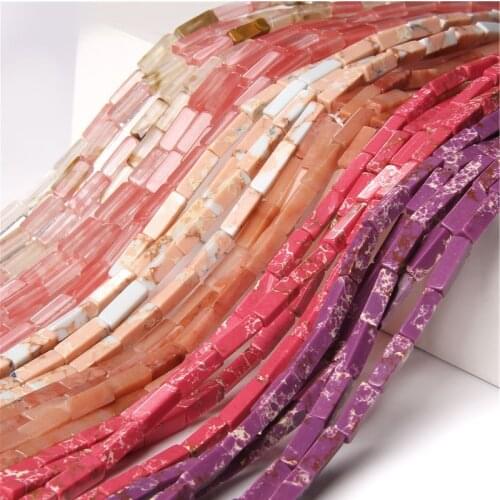 Pink Red Natural Stone Agates 4x13mm Tube Cube Bead Loose Spacer Beads For Jewelry Making DIY Craft Necklace Earring Bracelet