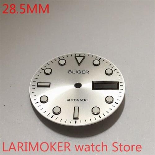 BLIGER Sterile 28.5mm Square Dial Dual Date Kit Fits MH35 Movement Mens Watch Luminous Dial White