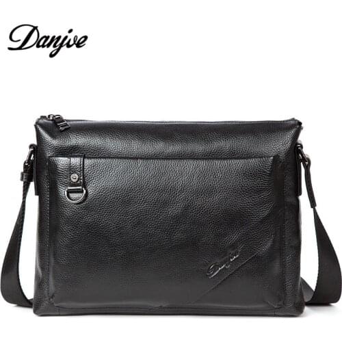 DANJUE Fashion natural leather male shoulder bag brand mens messenger bags laptop bolsas genuine leather men satchel casual sac