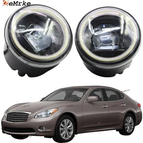 LED Fog Light Cut-Line Lens for Infiniti Q70 M30d M37 M56 M35h M35hL Y51 2010-2012 2013 Led Angel Eye DRL Daytime Running Lights