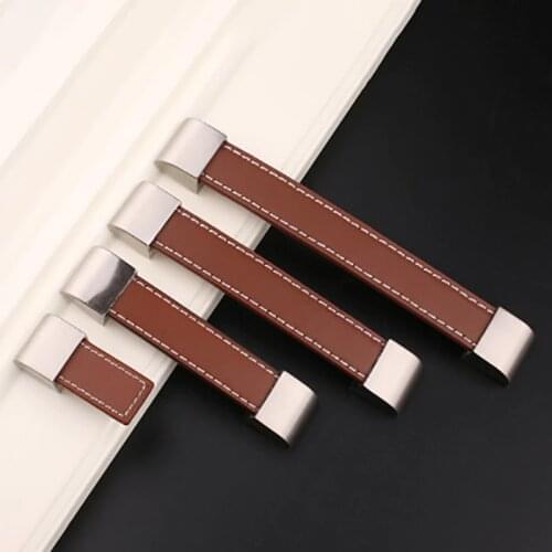 Vintage Door Handle Brown Stylish Cabinet Knobs and Handles Leather Furniture Handles Drawer Pulls Kitchen Cabinet Handles
