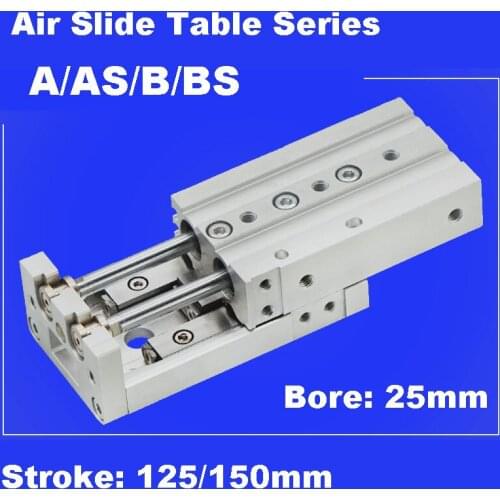 GOGO Air cylinder bore 25mm stroke 125/150mm MXS A/AS/AT/B/BS/BT dual rod Adjuster both end Air Slide Table Cylinder Double Act
