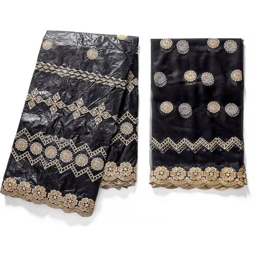 Embroidered Austria Cotton Brocade Jacquard Fabric Rich Bazin Ankara Hometextile 2021 New African Sewing Materials 5+2 yards/lot