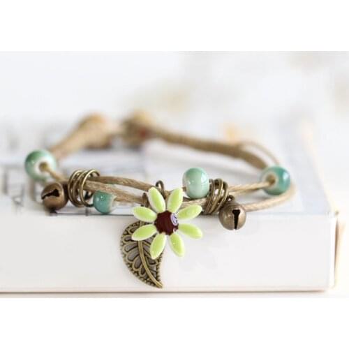 High Quality Manual Carved Exquisite White Clay Ceramic Chinese Style Hand-Woven Bracelet Adorn Article Free Shipping #1241