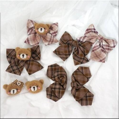 1 pair cute bear brown color JK bownot hairpin for lolita girl double ponytail hair accessroies B949