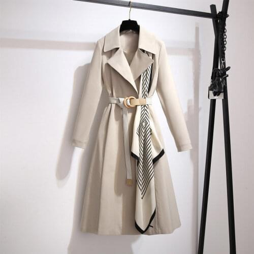 Womens Fashion Windbreakers New Loose Womens Long Trench Coat Casual Belt and Thin Temperament Autumn 2021 Womens Clothing