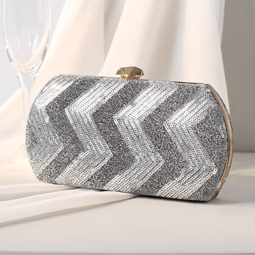 Womens Silver Evening Clutch Bag Sequin Mini Ladies Handbag Wedding Party Purse Shining Shoulder Messenger Bags ZD1545