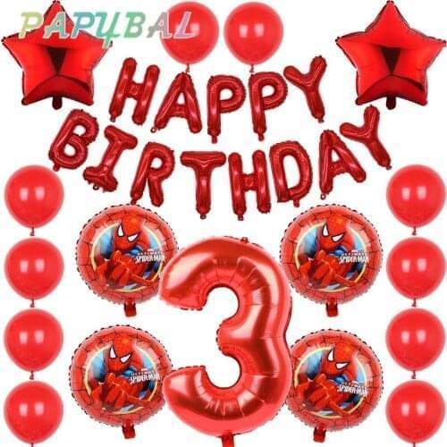 1set Spider Hero Man Balloon Number Spider Party Inflatable Helium Balloon Birthday Party Decoration kids Ballon Toys globos