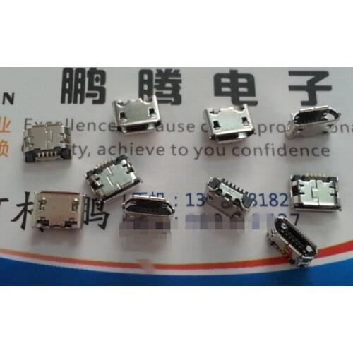 10PCS/lot MICRO USB female socket 5P Mini USB with horns 4-pin plug-in board, Samsung and other mobile phone charging sockets