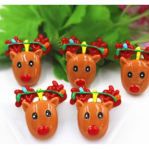 10pcs/lot flat back resin Christmas deer for kids DIY resin cabochons accessories about 25mm