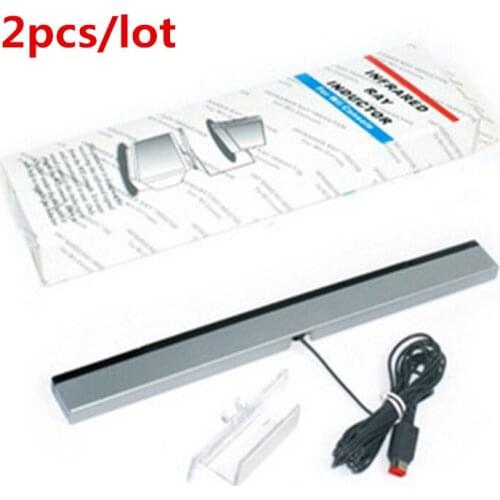 2pcs Replacement Infrared Ray Inductor Wired Remote motion Sensor Bar Receiver+Stand Holder For Nintendo Console Wii Controller