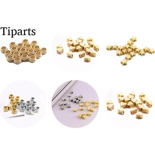 200pcs/lot CCB Heart Star Shape Bracelets Charm Beads Square Gold Silver Color DIY Jewelry Making Round Beads Accessories