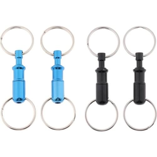 4pcs Quick Release Keychain Detachable Pull Apart Key Rings, Double Sp lit Rings