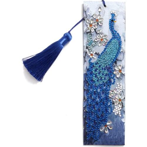 5D Diamond Painting Peacock Bookmark Diamond Embroidery Craft Tassel Book Marks for Books Christmas Gifts