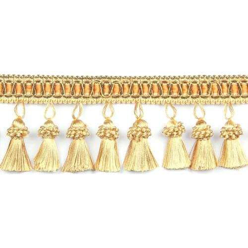 6 Meters Curtain Accessories 8cm Tassel Fringe Lace Trim DIY Sewing Fabric Decor Trimming Embroidery Polyester Ribbon Gold Blue